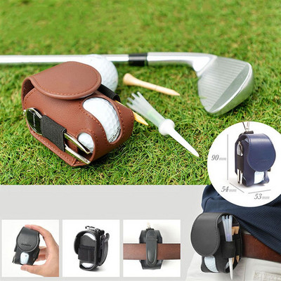Мини джобна кожена торбичка за съхранение на топка за голф. Преносима чанта за голф