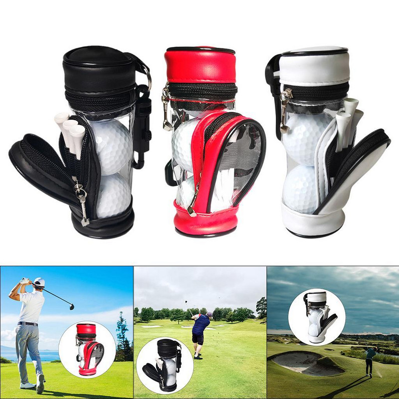 Golfa bumbiņu maisiņš Bumbiņu uzglabāšanas komplekts ar tējas turētāju 3 golfa bumbiņu mini maisiņam