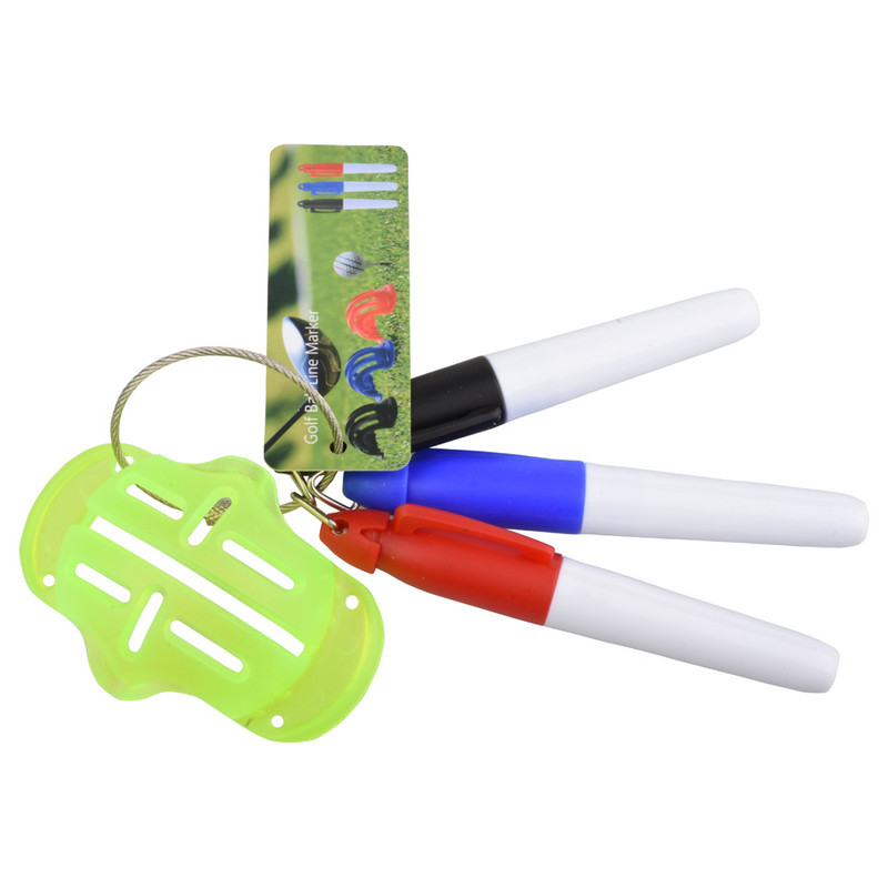 Minge de golf Triple Track 3 Line Marker Stencil +3 Pen Marcator pentru minge de golf Linie Ajutoare pentru poziționare Instrument de exterior Accesorii de golf