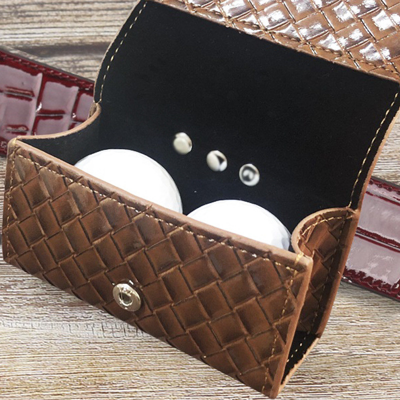 Minigolf labdatáska, hordozható fonott csíkos bőr golflabda tárolótáska 2 labda tárolására alkalmas golflabda deréktáska sporttartozékok