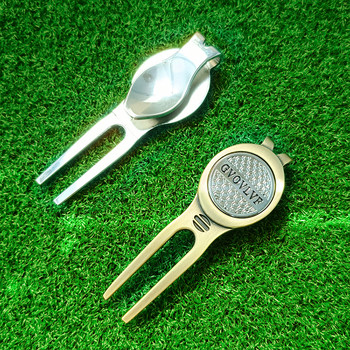 Инструмент за ремонт на Golf Divot, инструмент Divot с щипка за шапка за голф и GvOvLvF магнитен маркер за топка за голф за тренировки по голф, сребро и мед