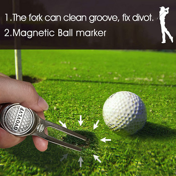 Εργαλείο επισκευής Golf Divot, Εργαλείο Divot με κλιπ για καπέλο γκολφ και μαγνητικό μαρκαδόρο GvOvLvF μπάλα του γκολφ για εξάσκηση γκολφ, ασήμι και χαλκό