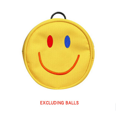 Geantă mică de golf cu fermoar Geantă mică de golf cu mingi mici Broderie rotundă Față zâmbitoare Fibră de poliester Poate ține 4 mingi Materiale de golf