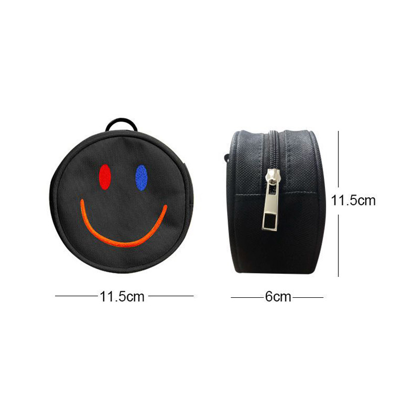 Geantă mică de golf cu fermoar Geantă mică de golf cu mingi mici Broderie rotundă Față zâmbitoare Fibră de poliester Poate ține 4 mingi Materiale de golf