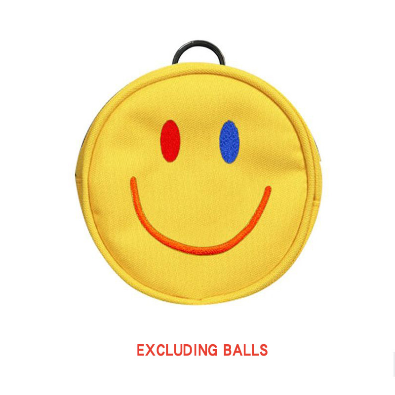 Geantă mică de golf cu fermoar Geantă mică de golf cu mingi mici Broderie rotundă Față zâmbitoare Fibră de poliester Poate ține 4 mingi Materiale de golf