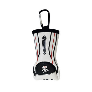 1 τμχ Φορητή τσάντα με μπάλα του γκολφ Melange ρίγες κρανίου παραλλαγής διπλή τσάντα με μπάλα τσάντα μέσης γκολφ w αξεσουάρ Carabiner Golfer Gifts
