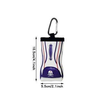 1 τμχ Φορητή τσάντα με μπάλα του γκολφ Melange ρίγες κρανίου παραλλαγής διπλή τσάντα με μπάλα τσάντα μέσης γκολφ w αξεσουάρ Carabiner Golfer Gifts