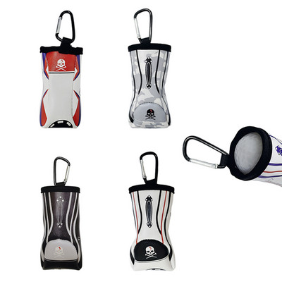 1Pcs Portable Golf Ball Bag Melange Stripes Skull Camouflage Double Ball Bag Golf Waist Bag w Carabiner Golfer Gifts Accessories