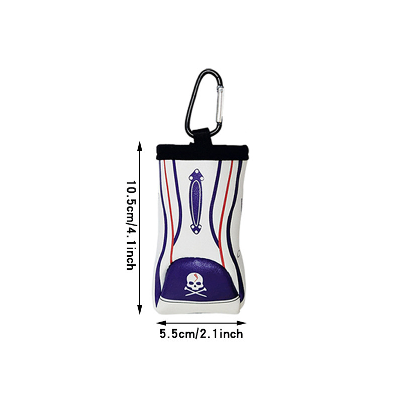 1 db Hordozható golflabda táska melange csíkos koponya terepszínű dupla golyós táska golf deréktáska karabinerrel golfozó ajándékok kiegészítők