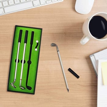 Комплект химикалки за мини настолен компютър Подарък за химикалка за голф включва топки за писалка Putting Green 3 Clubs и настолни игри с флаг