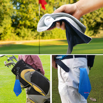 1PC 3 цвята кърпа за голф полиестер с кука с карабинер Почистваща кърпа с висока абсорбция на вода Спортни топки Ръце Почиства кърпа за бухалки