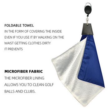 1PC 3 цвята кърпа за голф полиестер с кука с карабинер Почистваща кърпа с висока абсорбция на вода Спортни топки Ръце Почиства кърпа за бухалки