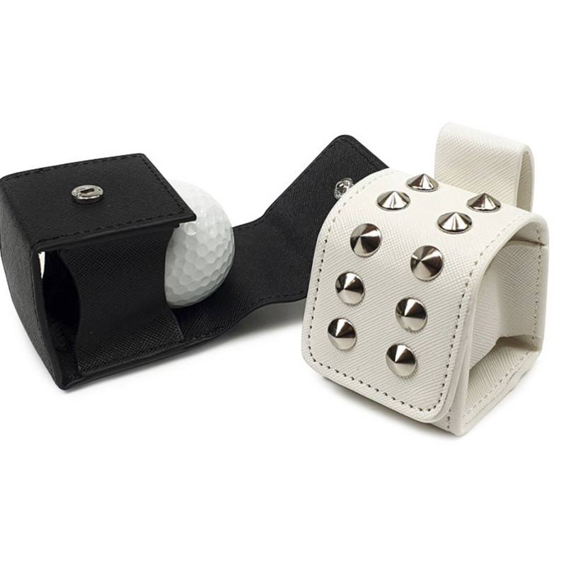 1 бр. Издръжлива чанта за топка за голф Водоустойчива PU кожа Нитове Калъф за съхранение на голф Държач с колан Аксесоари за голф