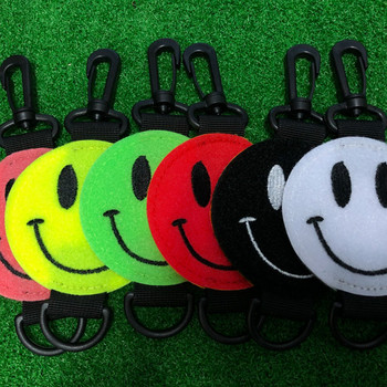 Golf Magic Tape Hang Gloves Πετσέτα πολυεστέρας χαμογελαστό πρόσωπο διπλής όψης Σκούπισμα με φορητό πολύχρωμο αξεσουάρ γκολφ Carabiner