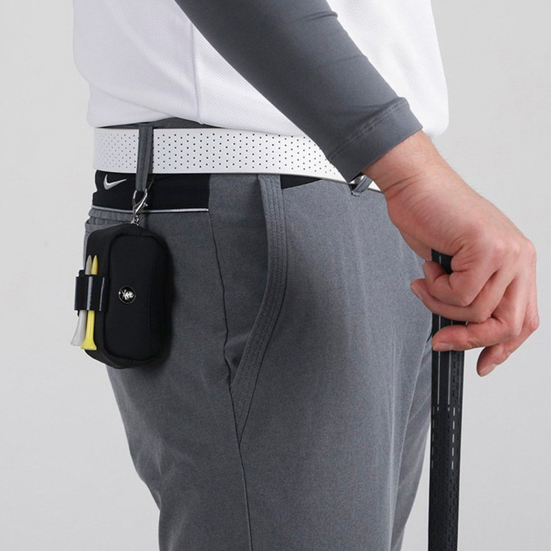 Mini golf labdatáska koponya dupla golyós táska PU bőr hordozható golflabda tárolótáska golf deréktáska cipzárral záródó karabinerrel