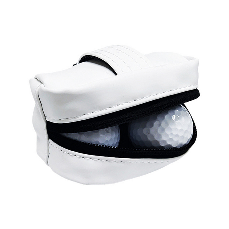 Mini golf labdatáska koponya dupla golyós táska PU bőr hordozható golflabda tárolótáska golf deréktáska cipzárral záródó karabinerrel