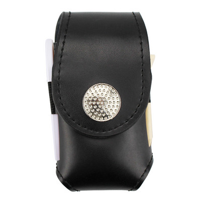 Mini portabil din piele cu agrafă pentru suport pentru minge de golf Geantă de depozitare pentru tricouri, negru maro, pachet pentru talie, instrument de ajutor, cadou, accesorii de golf