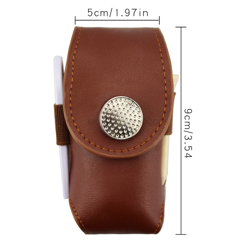 Mini portabil din piele cu agrafă pentru suport pentru minge de golf Geantă de depozitare pentru tricouri, negru maro, pachet pentru talie, instrument de ajutor, cadou, accesorii de golf