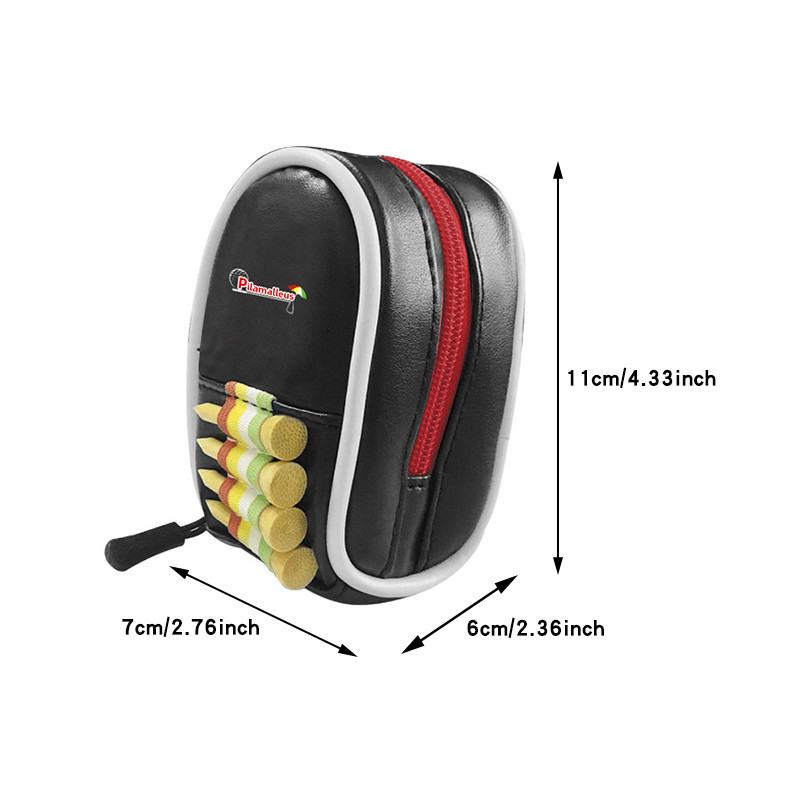 Чанта за топка за голф Мини голф Двойна топка за кръста Кожена чанта с цип, преносима, побира 2 топки Включваема тениска за голф Консумативи за голф