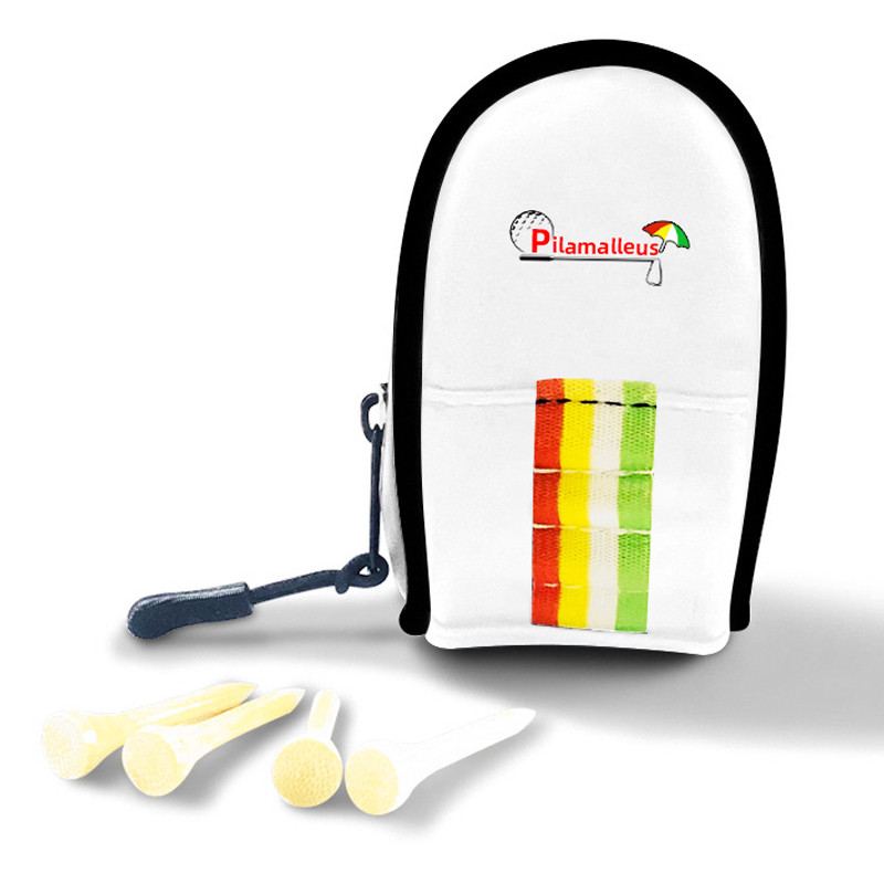 Чанта за топка за голф Мини голф Двойна топка за кръста Кожена чанта с цип, преносима, побира 2 топки Включваема тениска за голф Консумативи за голф