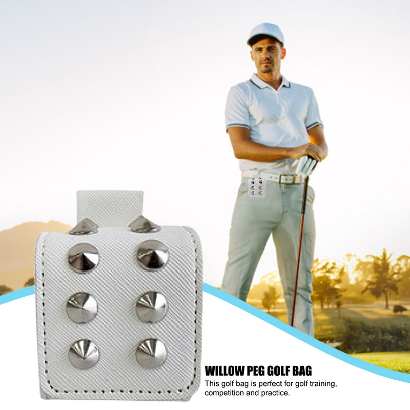 Mini husă pentru mingi de golf din piele PU Husă pentru mingi de golf Nituri Buzunar de depozitare pentru mingi de golf Husă de protecție Accesorii pentru sport de golf