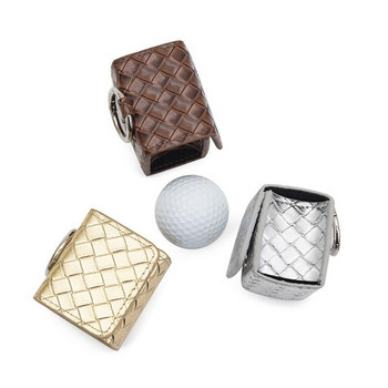 Калъф за топка за голф Чанта за пренасяне с тъкани шарки Практичен калъф за топка за голф PU кожа с кука за голфър Подарък Аксесоари за голф