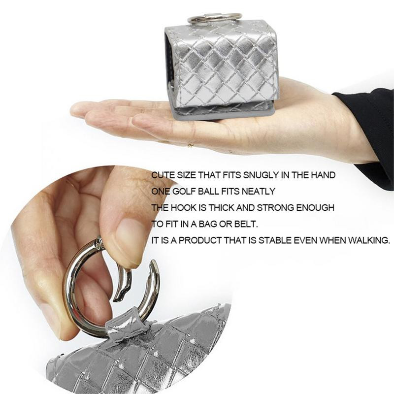 Golflabda tasak szőtt mintás hordtáska Praktikus golflabda tok PU bőr horoggal golfozóhoz ajándék golftartozékok