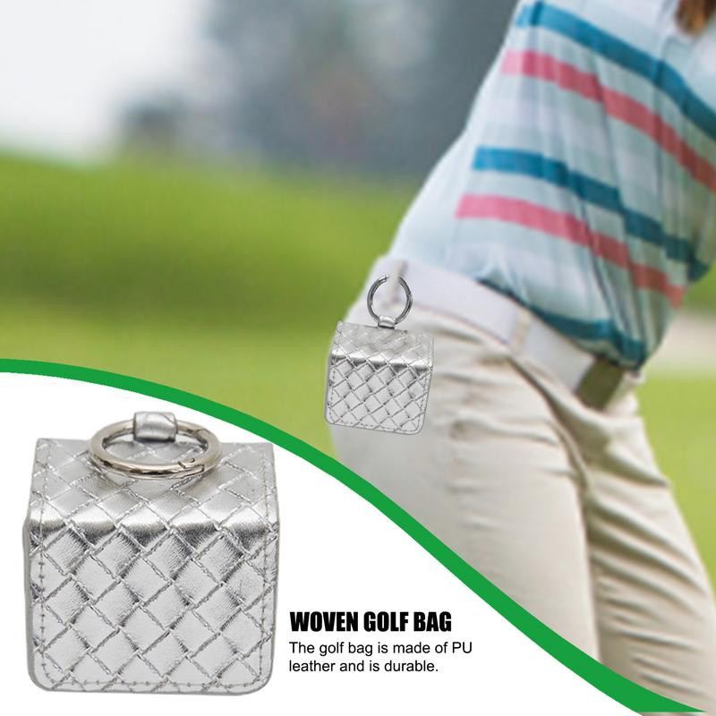 Golflabda tasak szőtt mintás hordtáska Praktikus golflabda tok PU bőr horoggal golfozóhoz ajándék golftartozékok