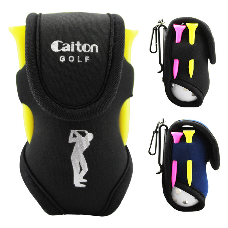 Малка чанта за топка за голф Преносима чанта за голф Черна розова синя мини чанта за кръста Може да побере 2 топки и 4 тениски Неопренови принадлежности за голф