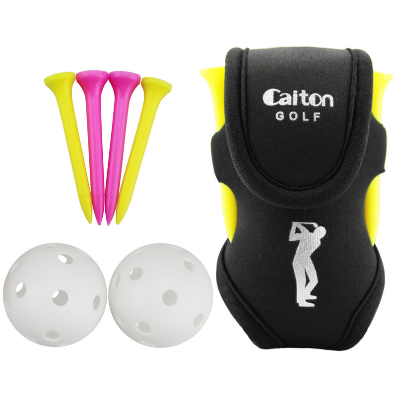 Малка чанта за топка за голф Преносима чанта за голф Черна розова синя мини чанта за кръста Може да побере 2 топки и 4 тениски Неопренови принадлежности за голф