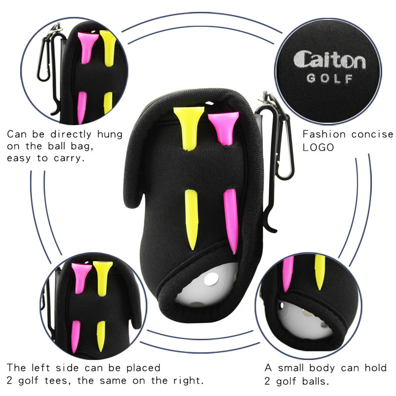 Малка чанта за топка за голф Преносима чанта за голф Черна розова синя мини чанта за кръста Може да побере 2 топки и 4 тениски Неопренови принадлежности за голф