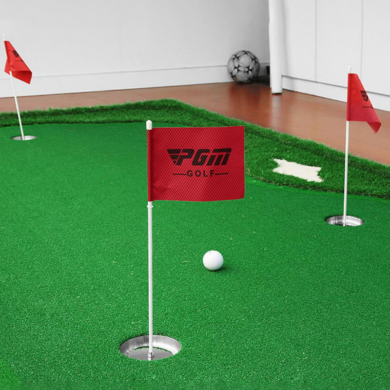 Golfi treeningkarikad lipuga, lühikese käibega, takistavad golfi rohelisi karikaid võistlemiseks kaasaskantava roostevabast terasest golfiaugu karikaga