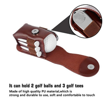 Държач за топки за голф и тениски от телешка кожа Divot Чанта за носене на инструменти Чанта Калъф за съхранение с 2 топки Подарък