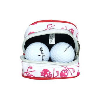 Mini Golfbal Tees Houder Schedel Ontwerp Pu Lederen Golf Taille Pouch Opbergtas Container Rits Sluiting Karabijnhaak