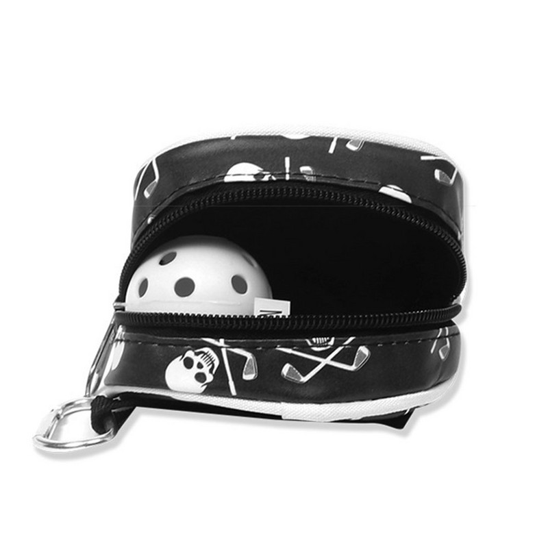 Mini Golfball Tees Houder Schedel Ontwerp Pu Lederen Golf Taille Pouch Opbergtas Konteiner Rits Sluiting Karabijnhaak
