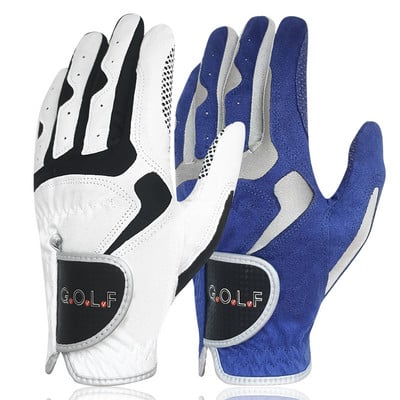 GVOVLVF Men`s Golf Glove One Pc Pair 2 Color Options Improved Grip System Cool Comfortable Blue White color left right hand NEW