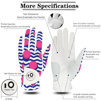 Премиум дамски ръкавици за голф с нов дизайн с щампа за лява ръка и дясна ръка с маркер за топка Rh Lh Weathersof Grip Drop Доставка