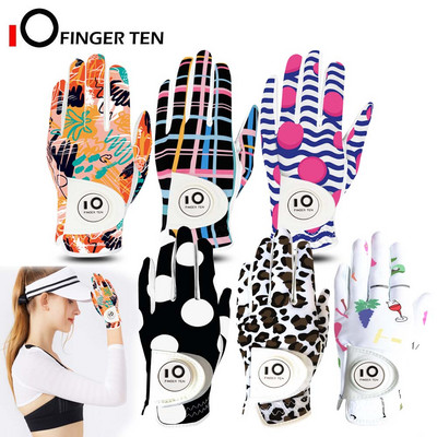 New Design Printed Premium Women`s Golf Gloves Left Hand Right with Ball Marker Rh Lh Weathersof Grip Drop Shipping