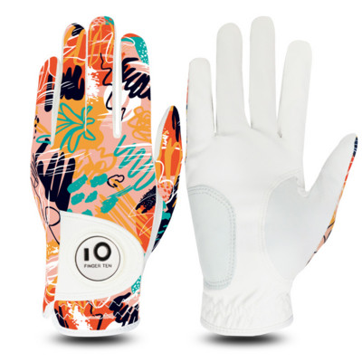 Uue disainiga trükitud esmaklassilised naiste golfikindad vasakpoolne, parempoolne pallimarkeriga Rh Lh Weathersof Grip Drop Shipping