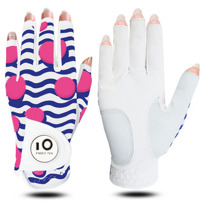 Uue disainiga trükitud esmaklassilised naiste golfikindad vasakpoolne, parempoolne pallimarkeriga Rh Lh Weathersof Grip Drop Shipping