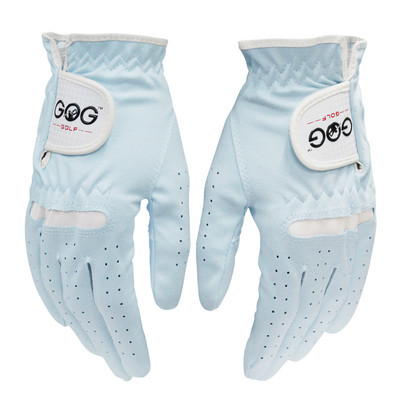 Pack 1 Pair Golf Gloves Women Micro Soft Fiber Breathable Blue Anti-slip Left And Right Hand Sports Gloves Women