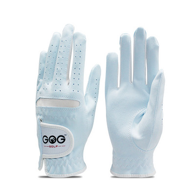 1. csomag pár golfkesztyű női mikro lágy szálas, légáteresztő kék csúszásgátló bal és jobb kézi sportkesztyűk női