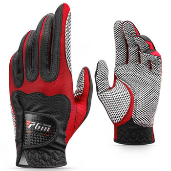Мъжки ръкавици за голф 3 цвята лява дясна ръка дишащи противоплъзгащи еластични първокласни PU кожени ръкавици за голфър подарък бял син червен нов