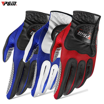 Golf Gloves men 3 color left right hand breathable anti slip elastic premium PU leather glove for golfer gift white blue red new