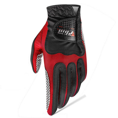 Golfa cimdi vīriešiem 3 krāsu kreisā labā roka elpojošs pretslīdes elastīgs premium PU ādas cimds golfa spēlētājam dāvana balts zils sarkans jauns