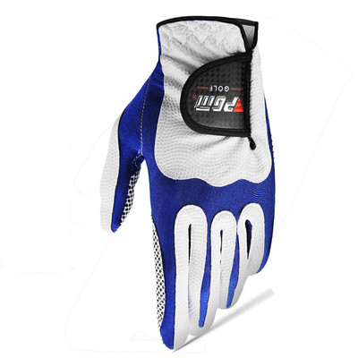 Golfa cimdi vīriešiem 3 krāsu kreisā labā roka elpojošs pretslīdes elastīgs premium PU ādas cimds golfa spēlētājam dāvana balts zils sarkans jauns