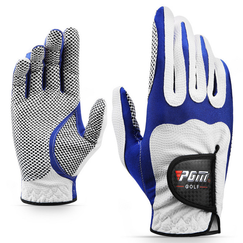 Golfa cimdi vīriešiem 3 krāsu kreisā labā roka elpojošs pretslīdes elastīgs premium PU ādas cimds golfa spēlētājam dāvana balts zils sarkans jauns