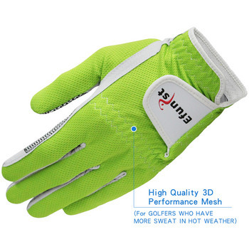 Πακέτο 1 τεμ. Γάντια γκολφ Efunist Ανδρικά φορεμένα στο αριστερό χέρι Πράσινο Μαύρο 3D Performance Mesh Αντιολισθητικό σκάφος μικροϊνών