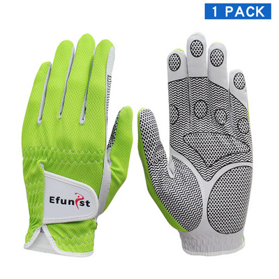 Csomag 1 db Efunist golfkesztyű férfi bal kézen hordott zöld fekete 3D teljesítményű hálós csúszásmentes mikroszálas csepp hajó