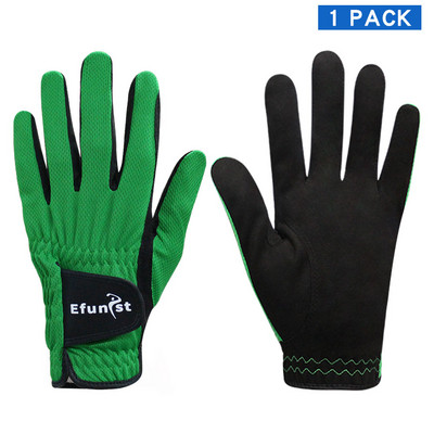 Csomag 1 db Efunist golfkesztyű férfi bal kézen hordott zöld fekete 3D teljesítményű hálós csúszásmentes mikroszálas csepp hajó